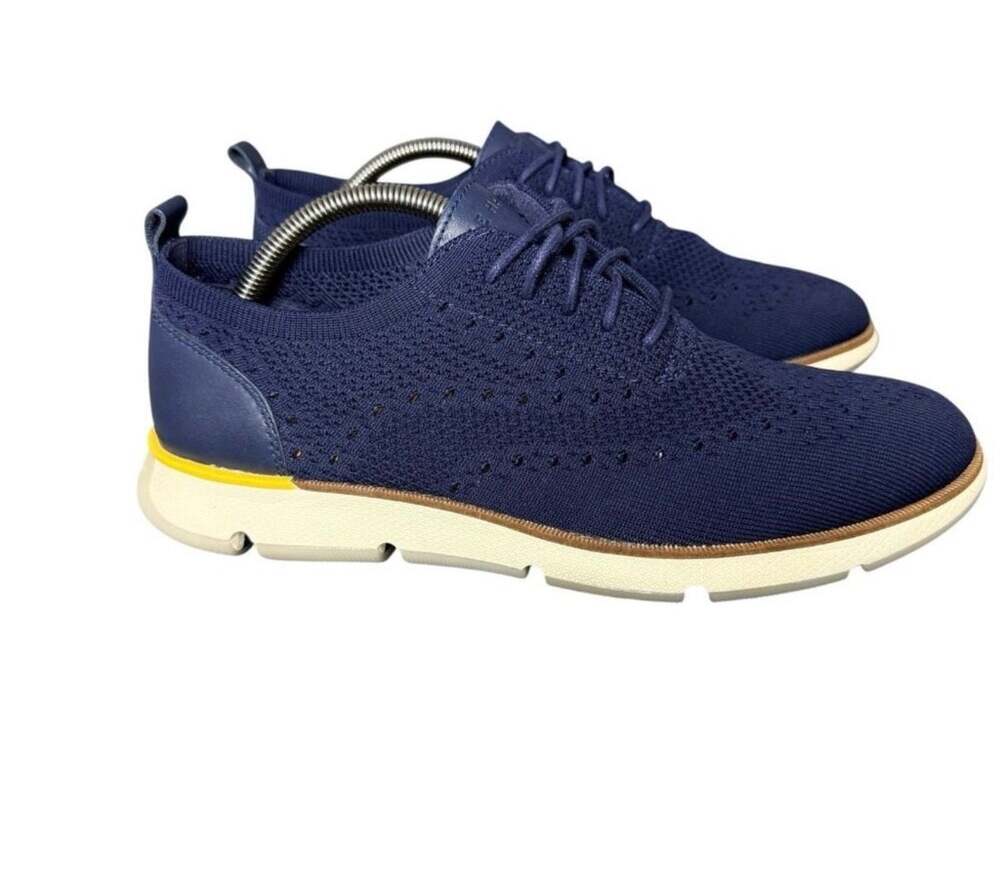 Women Cole Haan Zerogrand Wingtip Oxford Knit Navy Blue Size 8.5 - Picture 2 of 5
